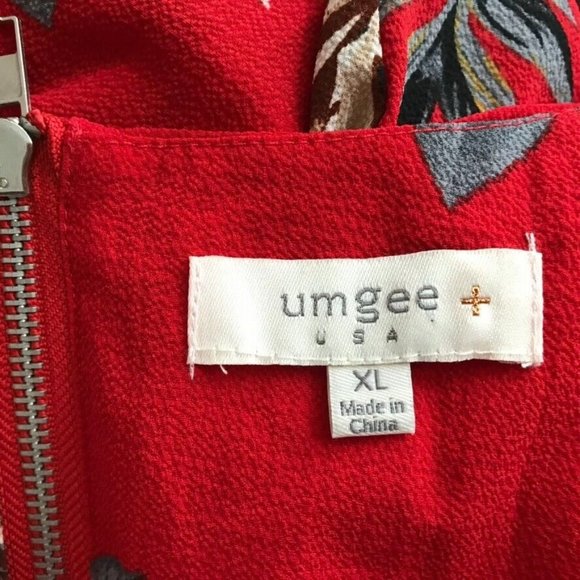 Umgee + Floral Shift Dress Women’s Cold Shoulder red floral long sleeve size XL - Picture 5 of 7